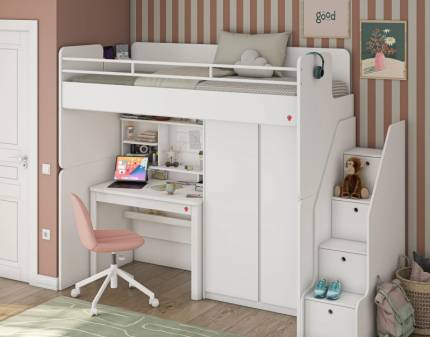 STUDIO VARIA WHITE (nr.2) - Sistem modular cu pat supraetajat