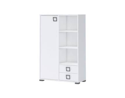 Comoda cu 1 usa, rafturi si 2 sertare 86x134cm KIKI WHITE  